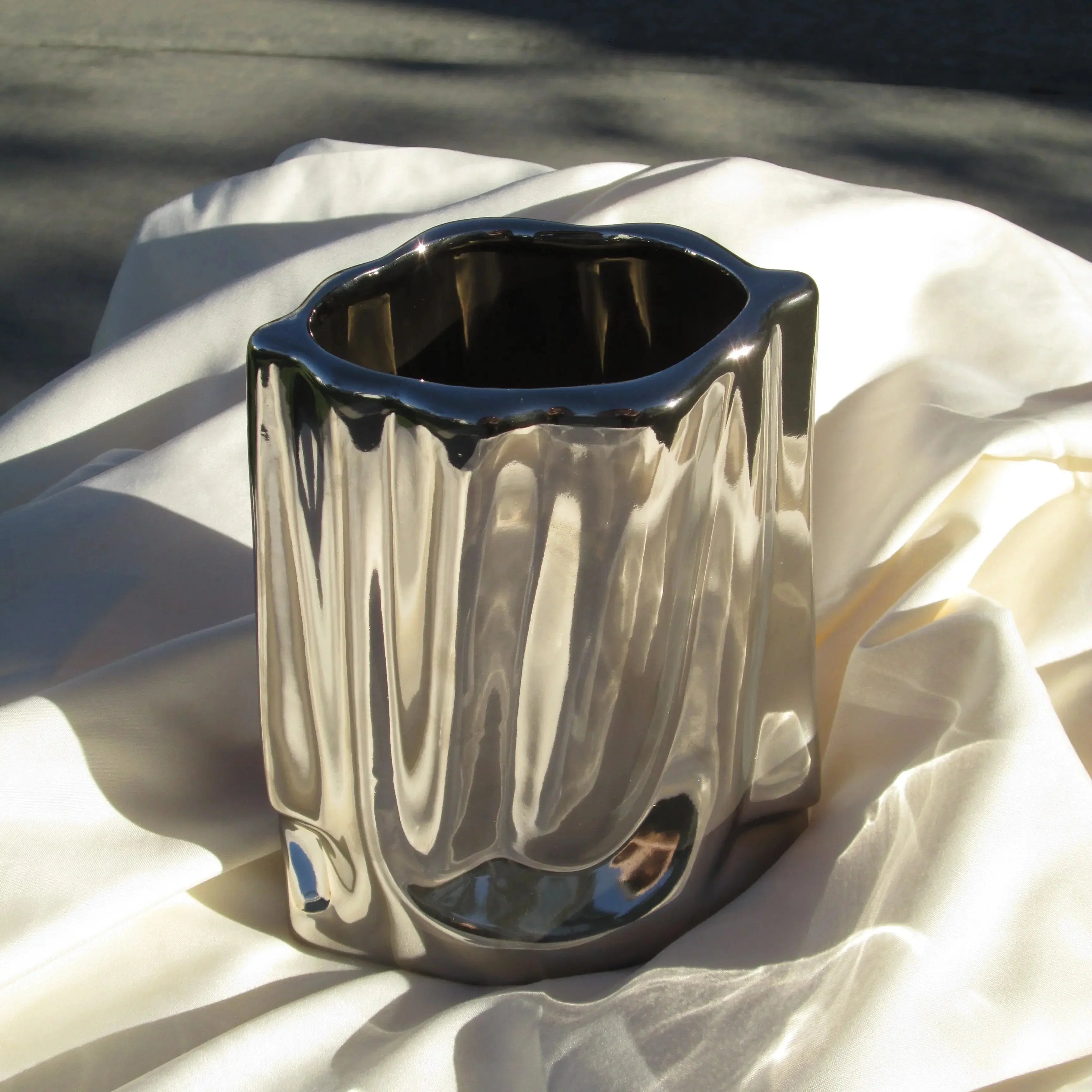 Paper Bag Silver Vase