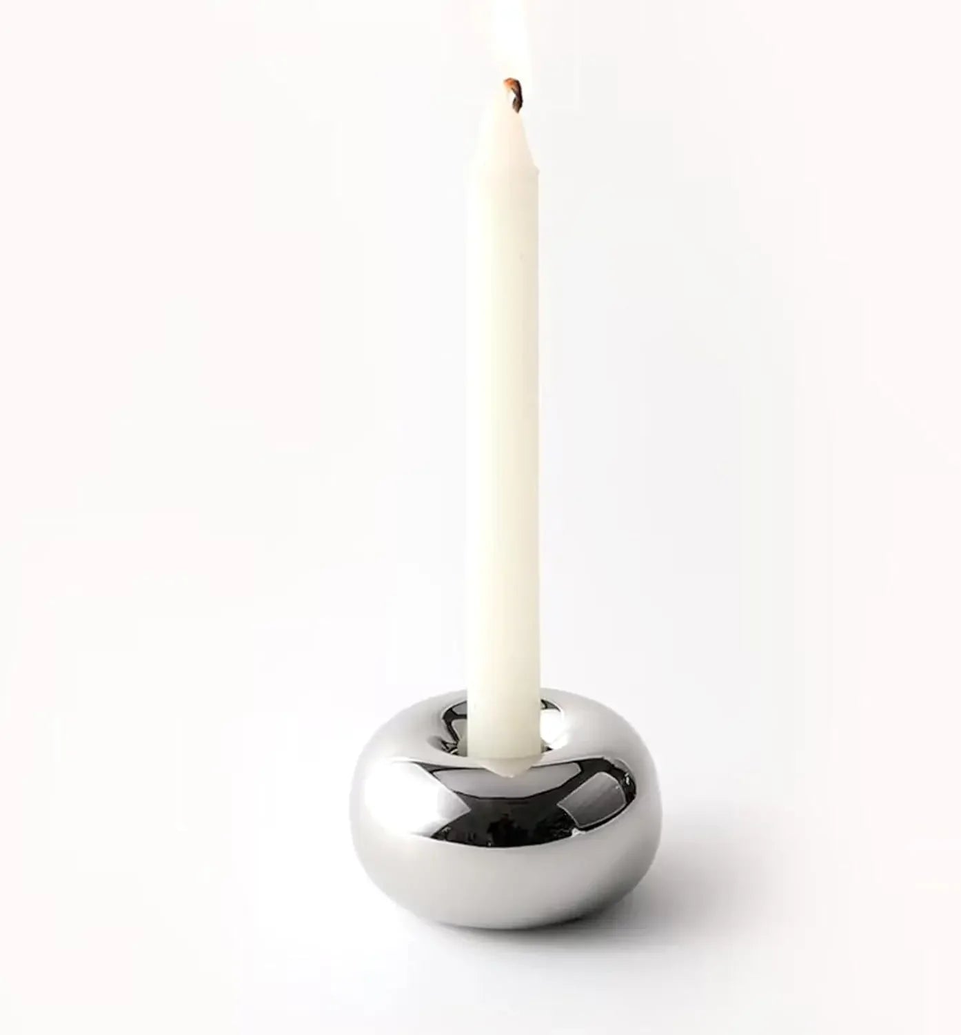 Doughnut Chrome Candlestick Holder